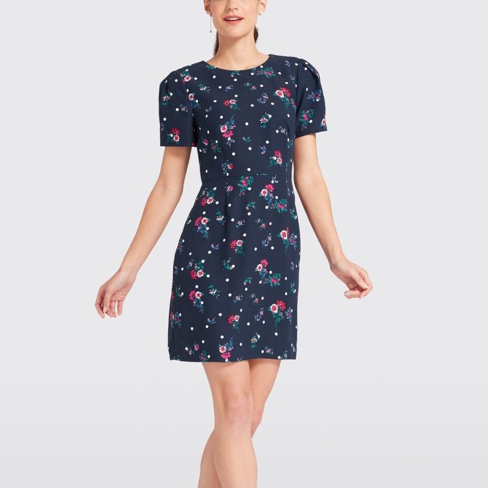 Draper James Bouquet Dot Floral Structured Sleeve Dress